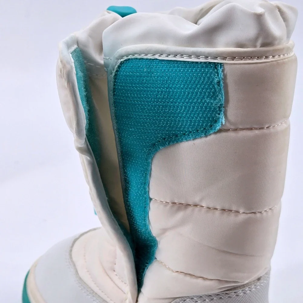 Ten Little Kids Puffer Winter Snow Boots White Teal 3M Thinsulate US 7‎ Unisex
